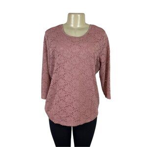 D&co. Women's 2-Piece Dusty Pink Lace Overlay & Sleeveless Tank Set Sz S